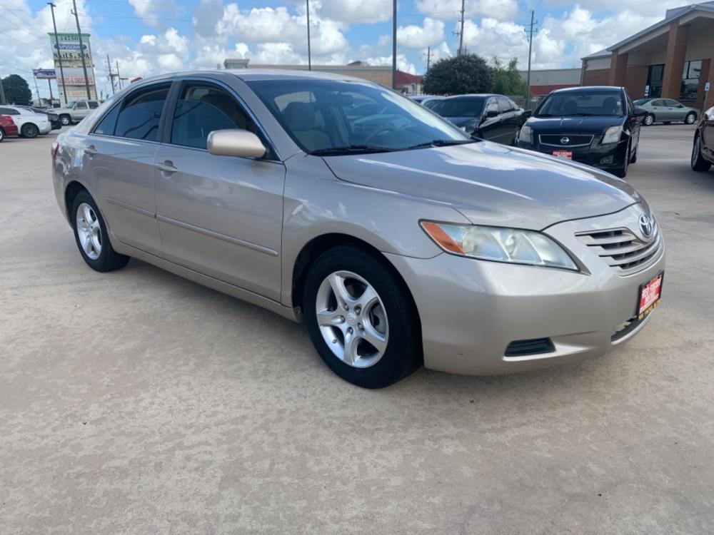 2008 gold /TAN Toyota Camry CE 5-Spd AT (4T4BE46K08R) with an 2.4L L4 DOHC 16V engine, 5-Speed Automatic Overdrive transmission, located at 14700 Tomball Parkway 249, Houston, TX, 77086, (281) 444-2200, 29.928619, -95.504074 - Photo #0