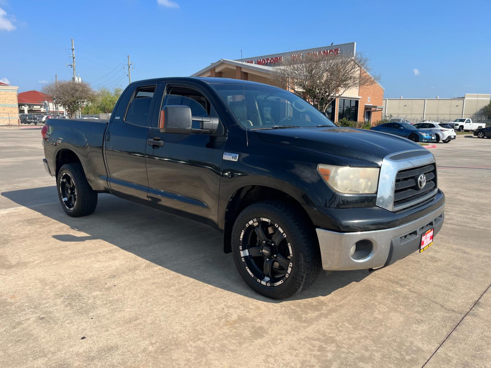 2008 Black /TAN Toyota Tundra SR5 Double Cab 5.7L 2WD (5TFRV54128X) with an 5.7L V8 DOHC 32V engine, 6-Speed Automatic Overdrive transmission, located at 14700 Tomball Parkway 249, Houston, TX, 77086, (281) 444-2200, 29.928619, -95.504074 - Photo #0