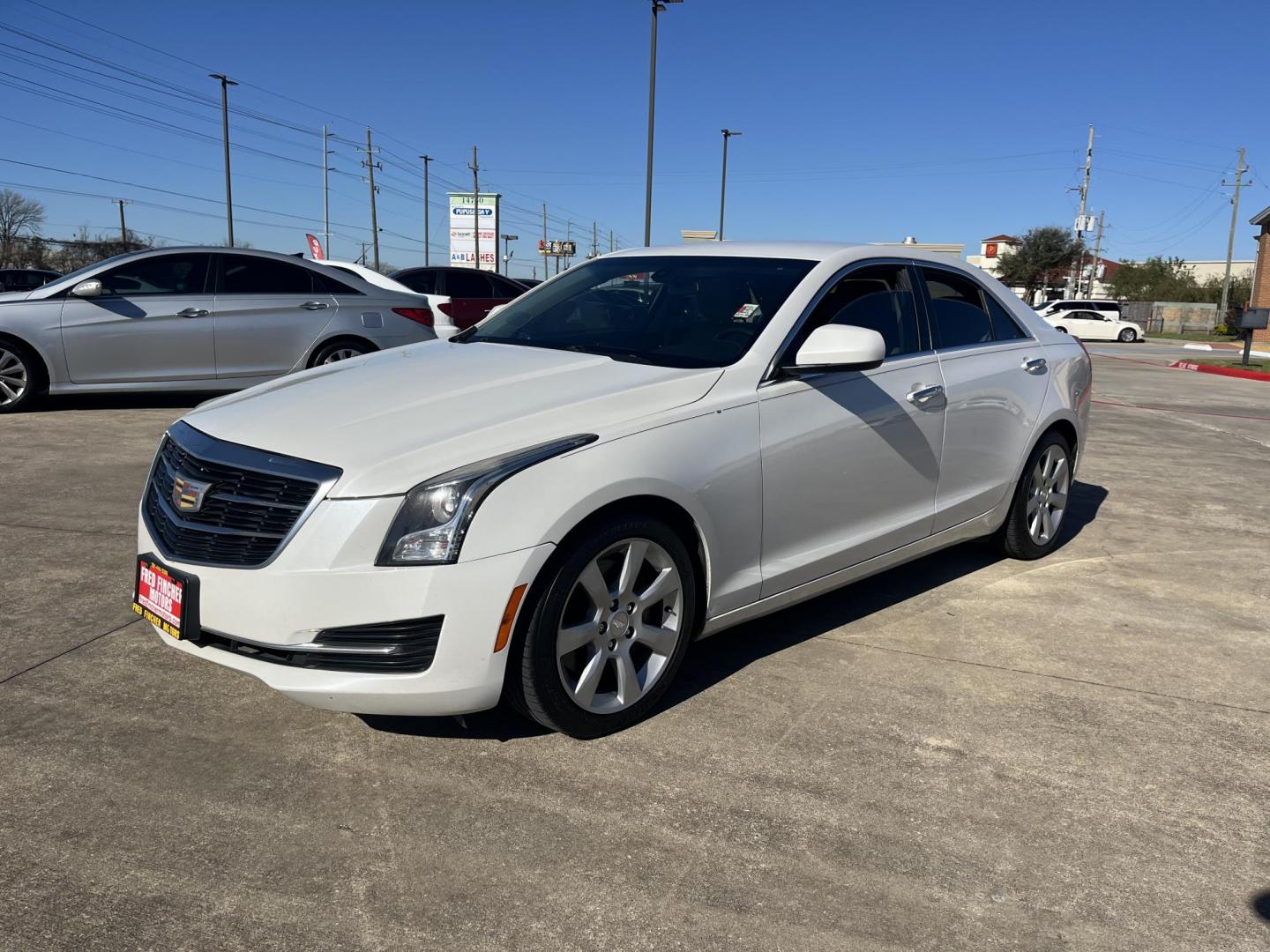 2015 white /TAN Cadillac ATS Coupe 2.0L Turbo Standard RWD (1G6AA5RX9F0) with an 2.0L L4 DOHC 16V TURBO engine, Automatic Overdrive transmission, located at 14700 Tomball Parkway 249, Houston, TX, 77086, (281) 444-2200, 29.928619, -95.504074 - Photo#1