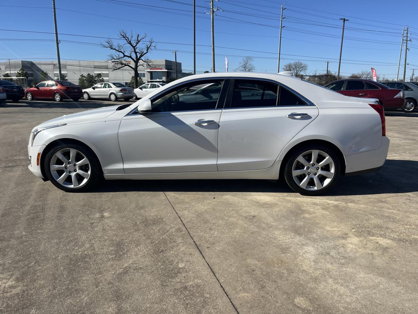 2015 white /TAN Cadillac ATS Coupe 2.0L Turbo Standard RWD (1G6AA5RX9F0) with an 2.0L L4 DOHC 16V TURBO engine, Automatic Overdrive transmission, located at 14700 Tomball Parkway 249, Houston, TX, 77086, (281) 444-2200, 29.928619, -95.504074 - Photo#3