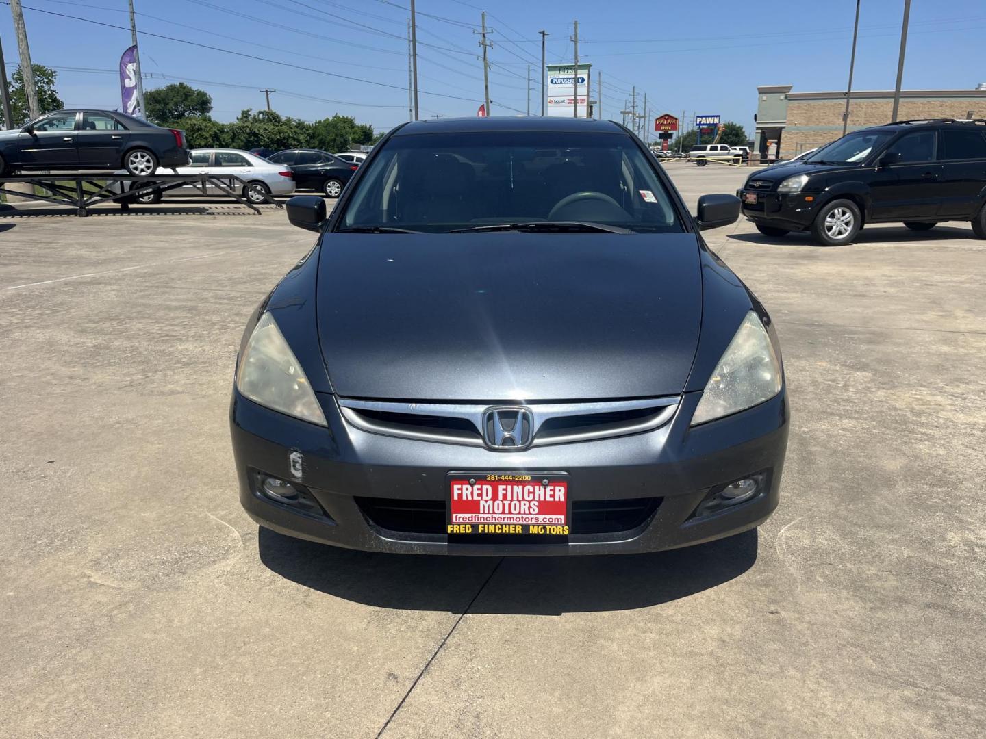 2006 GRAY /Black Honda Accord EX V-6 Sedan AT w/ Nav System/ XM Radio (1HGCM66806A) with an 3.0L V6 SOHC 24V engine, 5-Speed Automatic Overdrive transmission, located at 14700 Tomball Parkway 249, Houston, TX, 77086, (281) 444-2200, 29.928619, -95.504074 - Photo#1